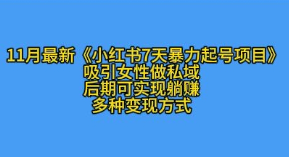K总部落11月最新小红书7天暴力起号项目，吸引女性做私域【揭秘】-chywc