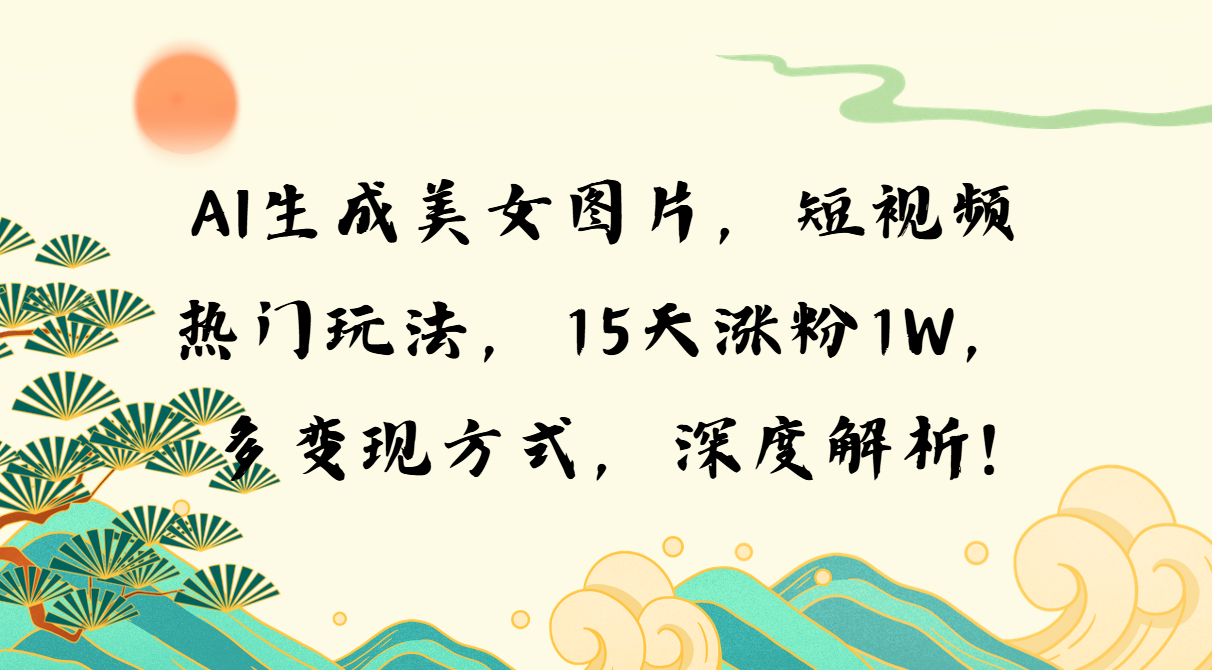 AI生成美女图片，短视频热门玩法，15天涨粉1W，多变现方式，深度解析!-chywc