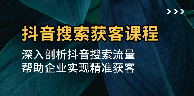 抖音搜索获客课程：深入剖析抖音搜索流量，帮助企业实现精准获客-chywc