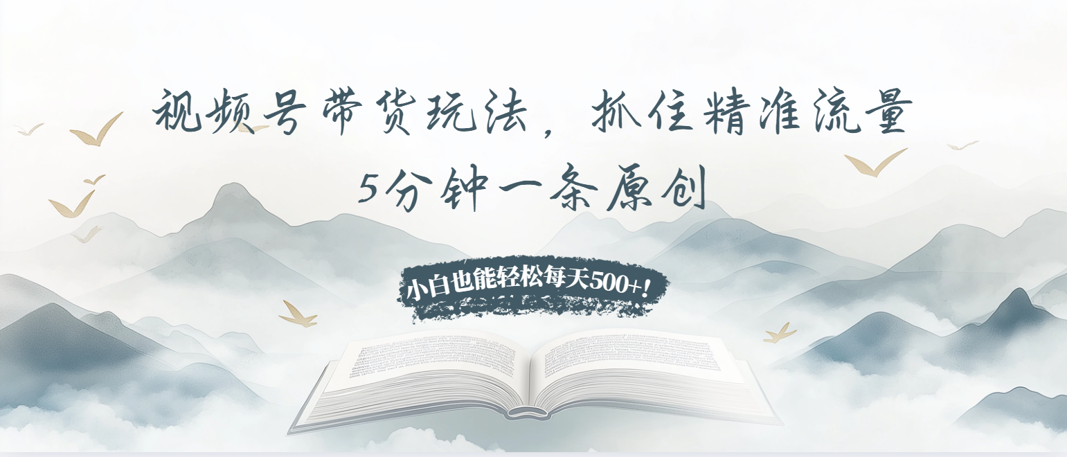视频号带货玩法，抓住精准流量，5分钟一条原创，小白也能轻松每天500+！-chywc