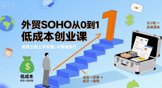 外贸SOHO从0到1低成本创业课，能够立刻上手实操与落地执行-chywc