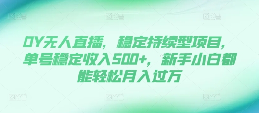 DY无人直播，稳定持续型项目，单号稳定收入500+，新手小白都能轻松月入过万【揭秘】-chywc