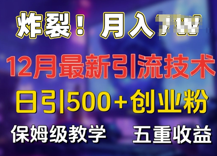 炸裂!揭秘12月最新日引流500+精准创业粉，多重收益保姆级教学-chywc