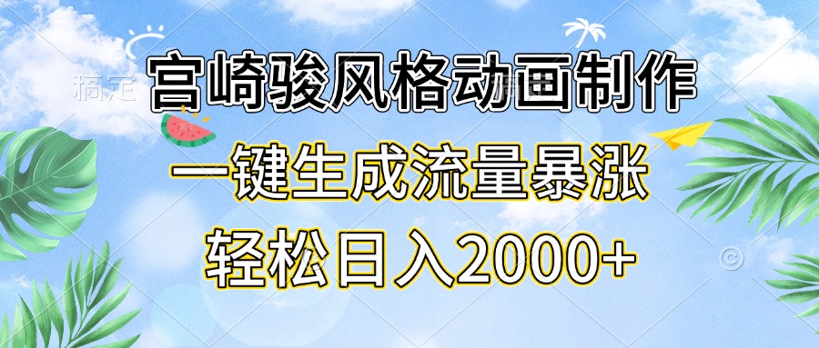 宫崎骏风格动画制作，一键生成流量暴涨，轻松日入2000+-chywc