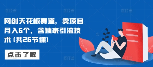网创天花板赛道，卖项目月入6个，含独家引流技术(共26节课)-chywc