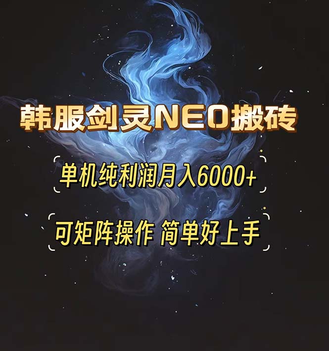 韩服剑灵NEO搬砖攻略，单机纯利润月入6000+ 可矩阵操作，简单好上手。-chywc