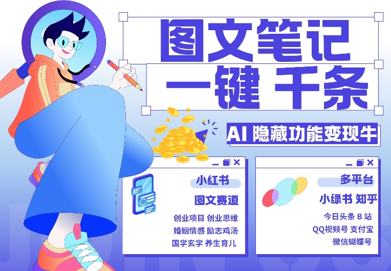 AI隐藏功能，秒生笔记，1分钟产出几千条，教你玩赚小红书小绿书图文引流，变现3w-chywc