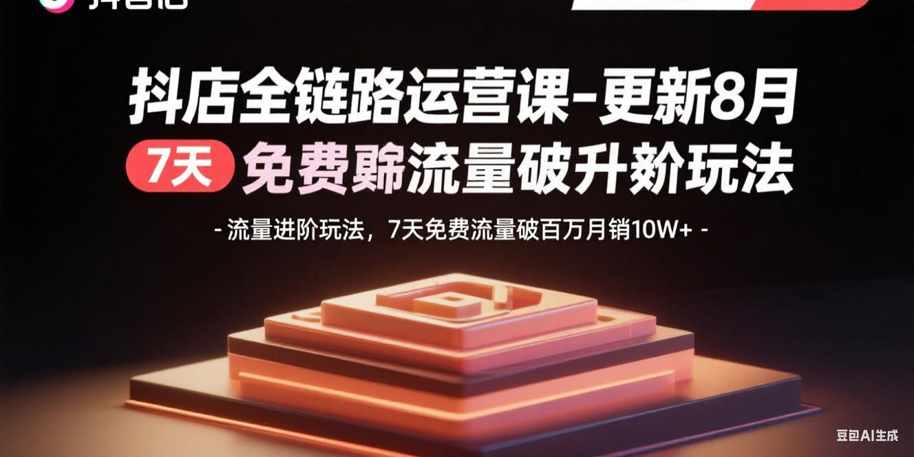 抖店全链路运营课-更新8月：流量进阶玩法，7天免费流量破百万月销10W+-chywc
