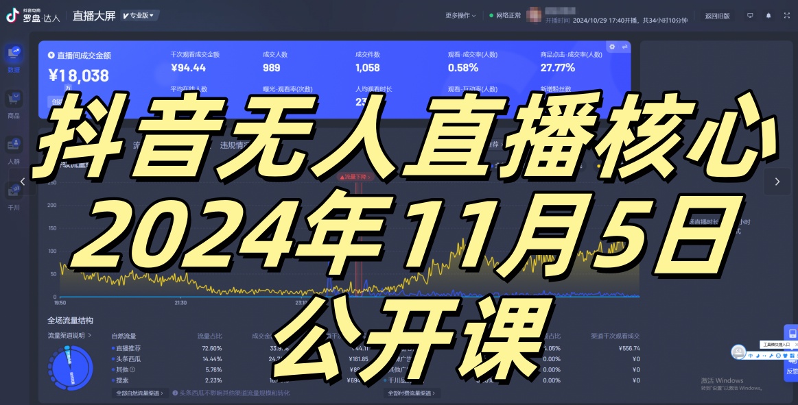 抖音无人直播核心公开课，咸鱼翻身小白可做带有睡后收入月入过万太简单【揭秘】-chywc