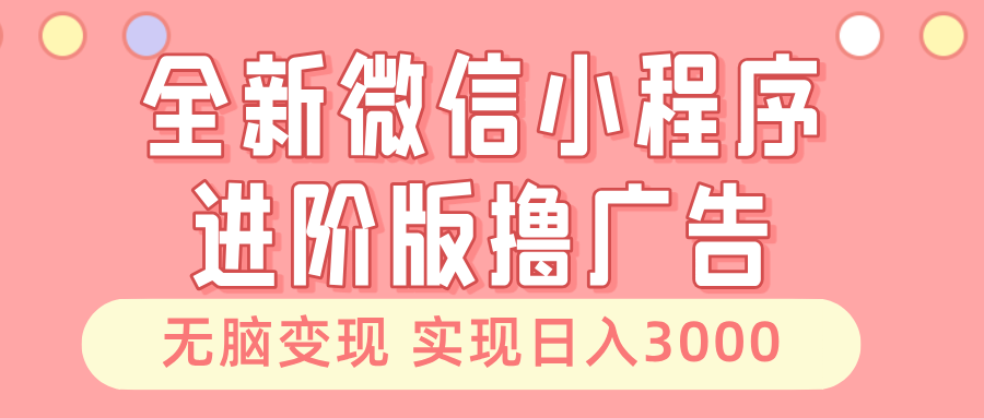全新微信小程序进阶版撸广告 无脑变现睡后也有收入 日入3000＋-chywc