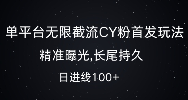 单平台无限截流创业粉首发玩法，精准曝光，长尾持久，日引流100+【揭秘】-chywc