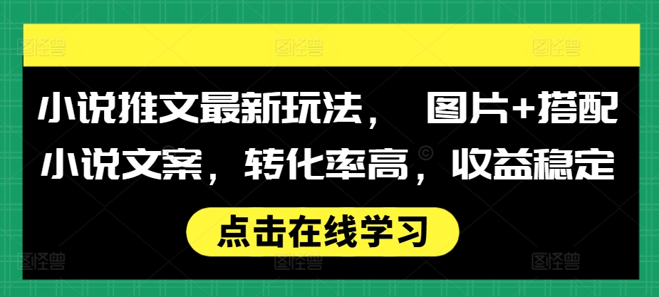 小说推文最新玩法， 图片+搭配小说文案，转化率高，收益稳定-chywc