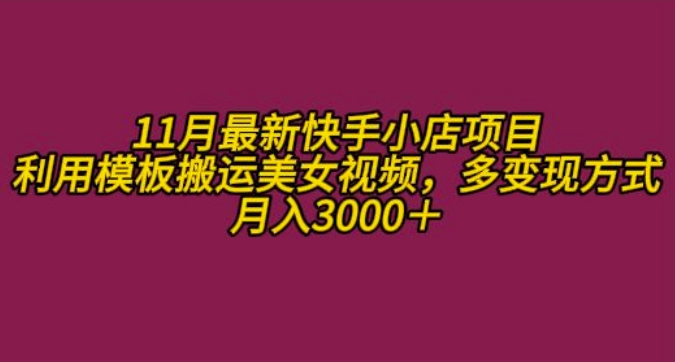 11月K总部落快手小店情趣男粉项目，利用模板搬运美女视频，多变现方式月入3000+-chywc