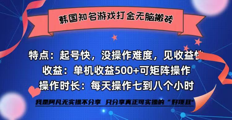 全网首发海外知名游戏打金无脑搬砖单机收益500+ 即做！即赚！当天见收益！-chywc