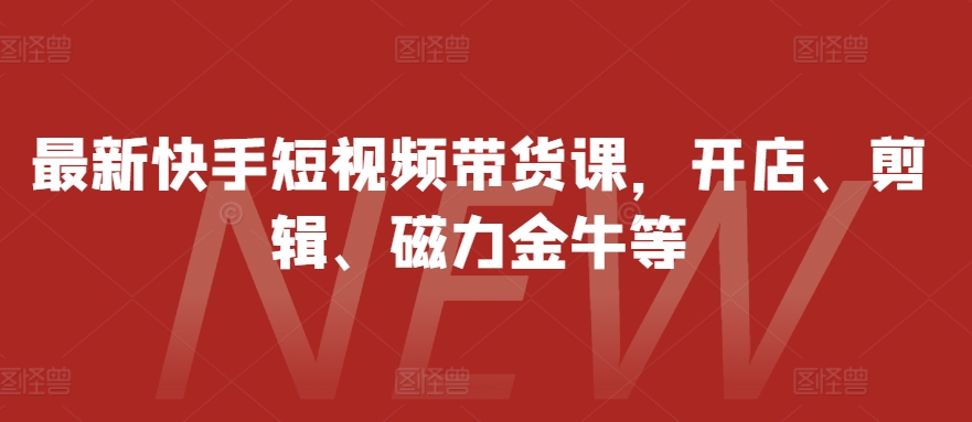 最新快手短视频带货课，开店、剪辑、磁力金牛等-chywc