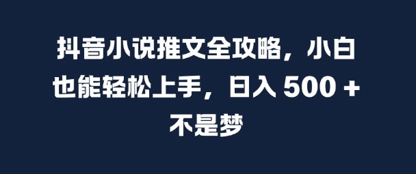 抖音小说推文全攻略，小白也能轻松上手，日入 5张+ 不是梦【揭秘】-chywc
