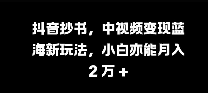 抖音抄书，中视频变现蓝海新玩法，小白亦能月入 过W【揭秘】-chywc