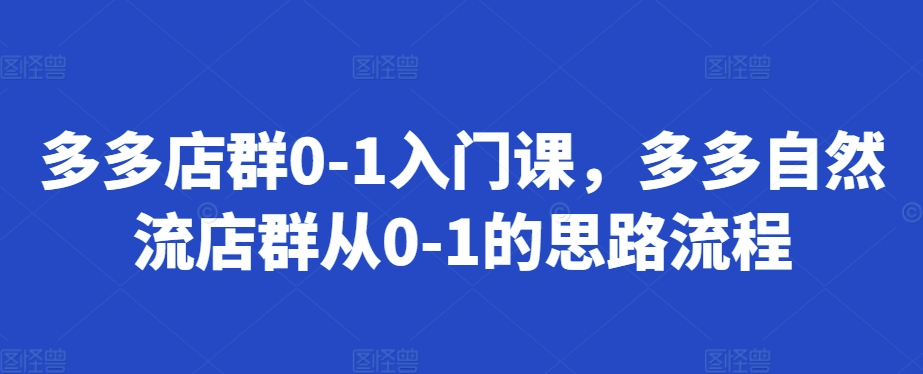 多多店群0-1入门课，多多自然流店群从0-1的思路流程-chywc