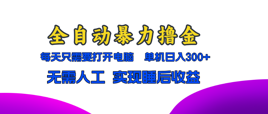 全自动暴力撸金，只需要打开电脑，单机日入300+无需人工，实现睡后收益-chywc