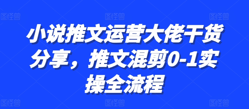 小说推文运营大佬干货分享，推文混剪0-1实操全流程-chywc