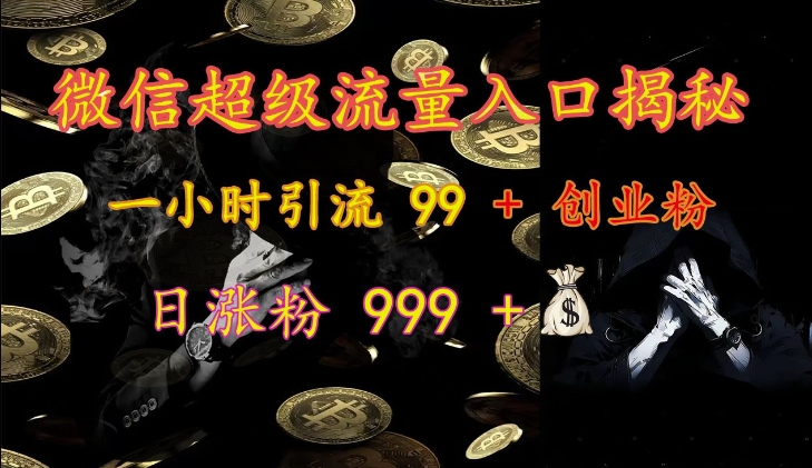 微信超级流量入口揭秘：一小时引流 99 + 创业粉，日涨粉 999 +-chywc