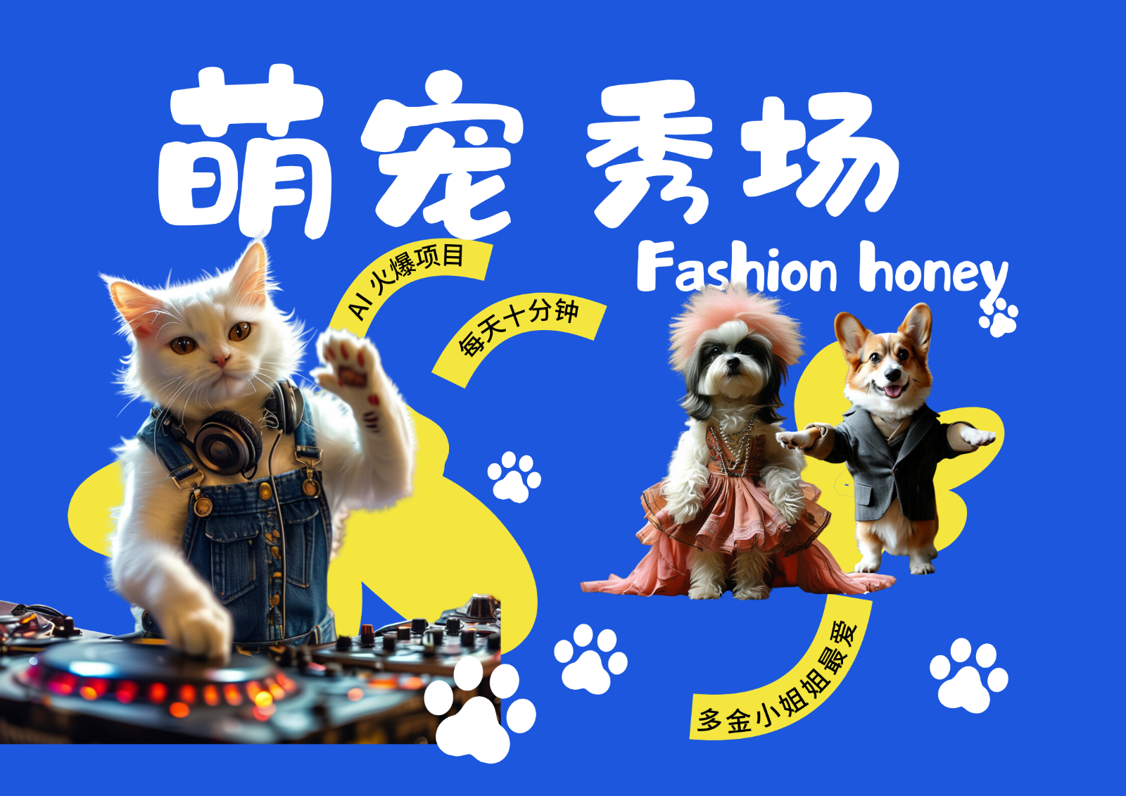 酷飒动物跳舞走秀 时尚喵FASHION汪 多金小姐姐最爱的 轻松月入破W-chywc
