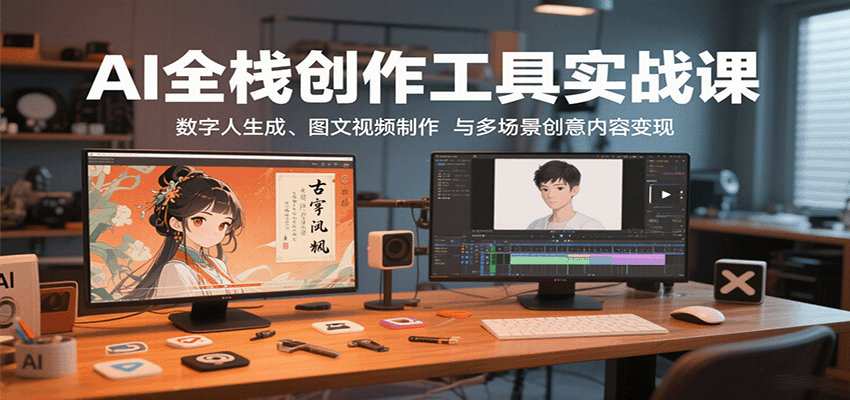 AI全栈创作工具实战课：数字人生成、图文视频制作与多场景创意内容变现-chywc