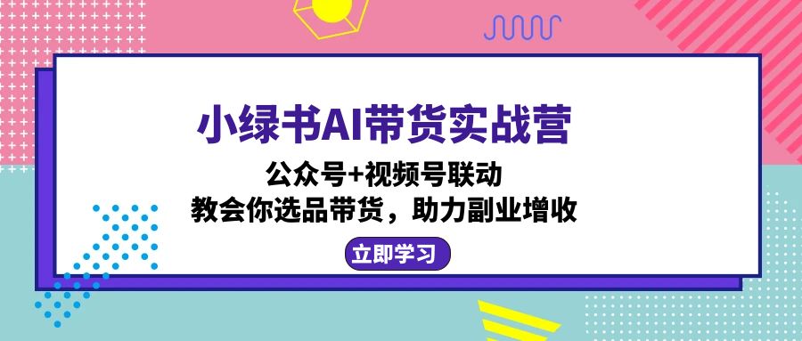 小绿书AI带货实战营：公众号+视频号联动，教会你选品带货，助力副业增收-chywc