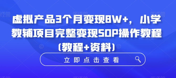 虚拟产品3个月变现8W+，小学教辅项目完整变现SOP操作教程(教程+资料)-chywc