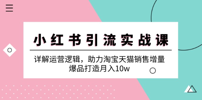 小红书引流实战课：详解运营逻辑，助力淘宝天猫销售增量，爆品打造月入10w-chywc