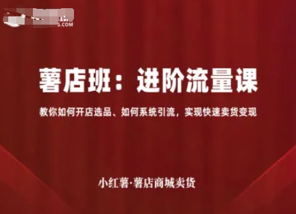 小红薯薯店商城卖货，进阶流量课，教你如何开店选品、如何系统引流，实现快速卖货变现-chywc