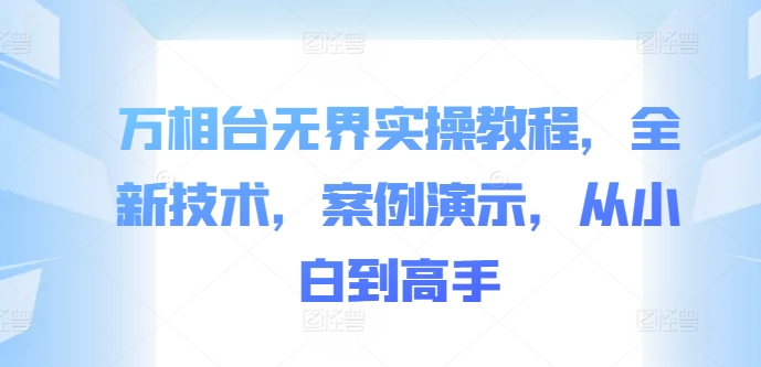 万相台无界实操教程，全新技术，案例演示，从小白到高手-chywc