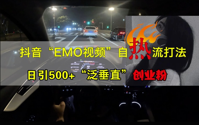 抖音EMO视频自热打法，日引500+“泛垂直”创业粉-chywc