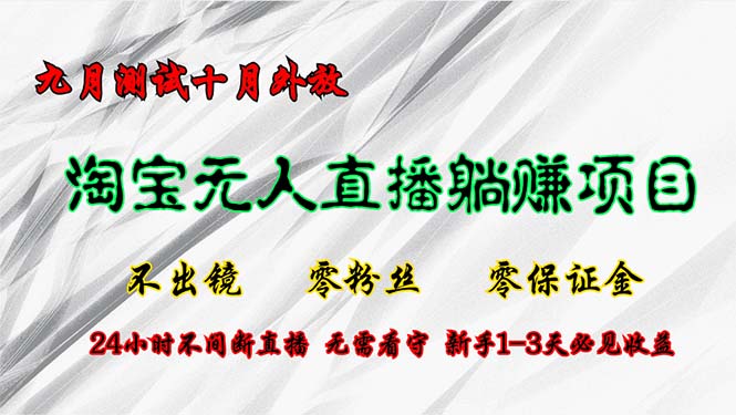 淘宝无人直播最新玩法，九月测试十月外放，不出镜零粉丝零保证金，24小…-chywc