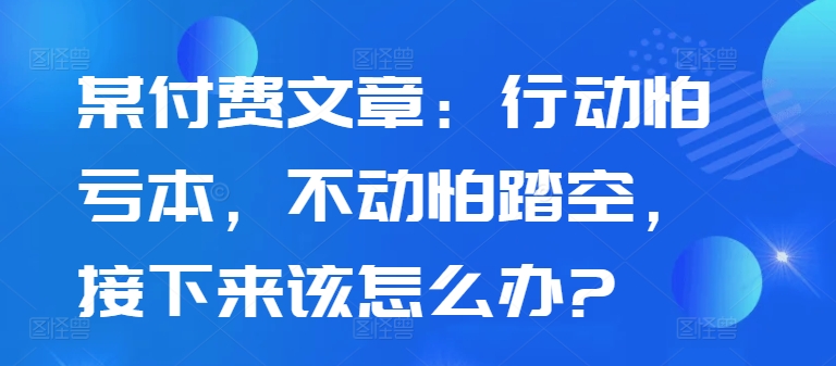 某付费文章：行动怕亏本，不动怕踏空，接下来该怎么办?-chywc