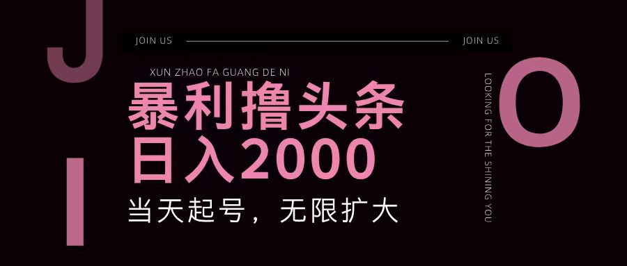暴利撸头条，单号日入2000+，可无限扩大-chywc