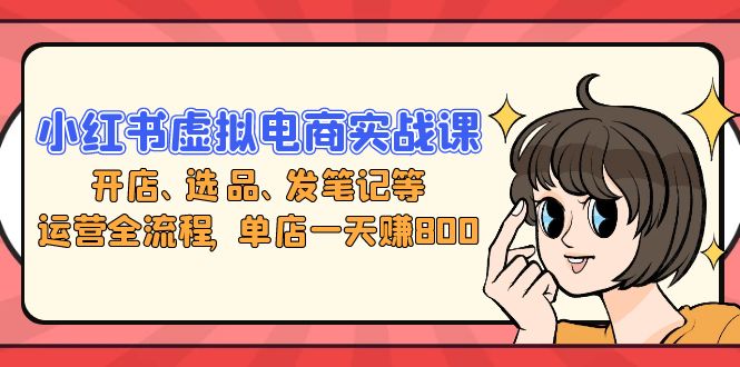 小红书虚拟电商实战课：开店、选品、发笔记等运营全流程，单店一天赚800-chywc