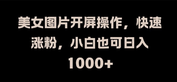 美女图片开屏操作，快速涨粉，小白也可日入1k【揭秘】-chywc