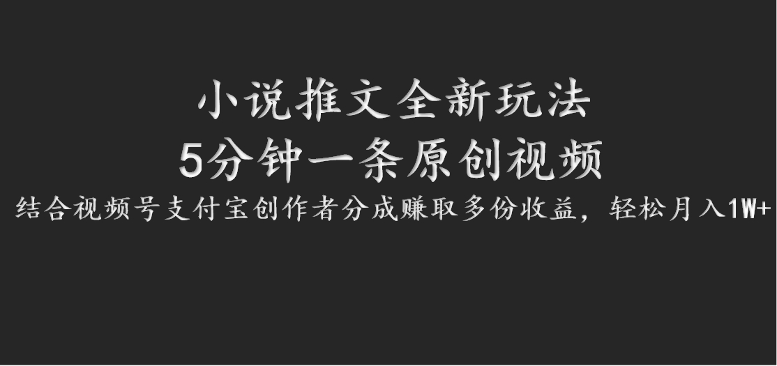 小说推文全新玩法，5分钟一条原创视频，结合视频号支付宝创作者分成赚取多份收益-chywc