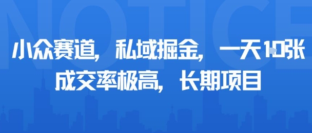 小众赛道，私域掘金，一天多张，成交率极高，长期项目-chywc