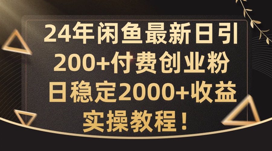 24年闲鱼最新日引200+付费创业粉日稳2000+收益，实操教程【揭秘】-chywc