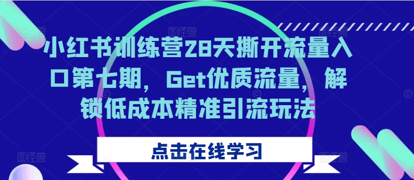 小红书训练营28天撕开流量入口第七期，Get优质流量，解锁低成本精准引流玩法-chywc