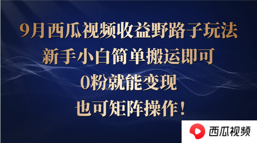 西瓜视频收益野路子玩法，新手小白简单搬运即可，0粉就能变现，也可矩…-chywc
