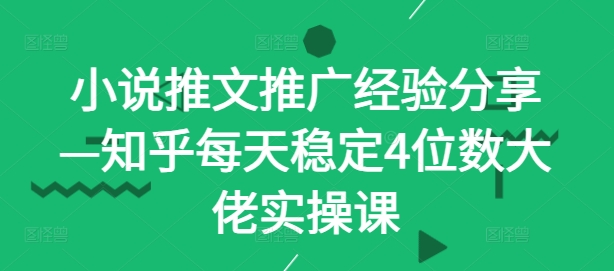 小说推文推广经验分享—知乎每天稳定4位数大佬实操课-chywc