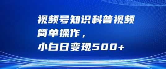 视频号知识科普视频，简单操作，小白日变现500+【揭秘】-chywc