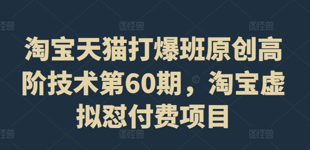 淘宝天猫打爆班原创高阶技术第60期，淘宝虚拟怼付费项目-chywc