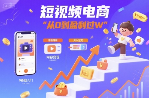 短视频电商：短视频变现从0到盈利过W-chywc