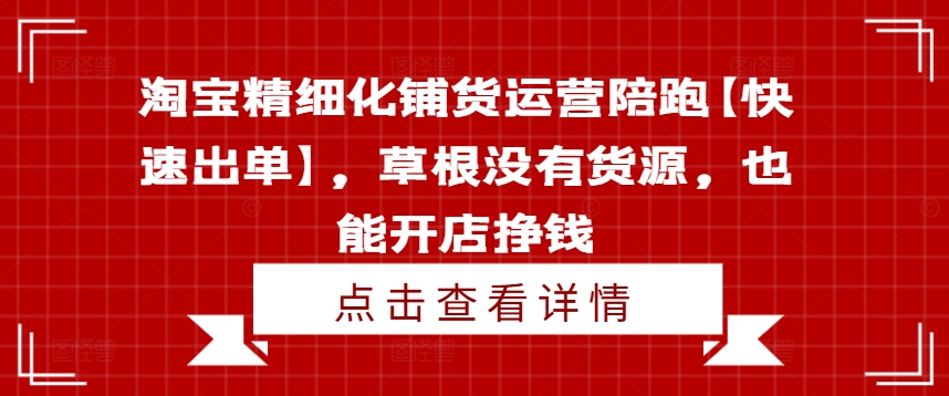 淘宝精细化铺货运营陪跑【快速出单】，草根没有货源，也能开店挣钱-chywc