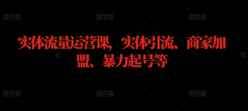 实体流量运营课，实体引流、商家加盟、暴力起号等-chywc
