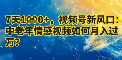 7天收益1k+，视频号新风口：中老年情感视频如何月入过W?-chywc